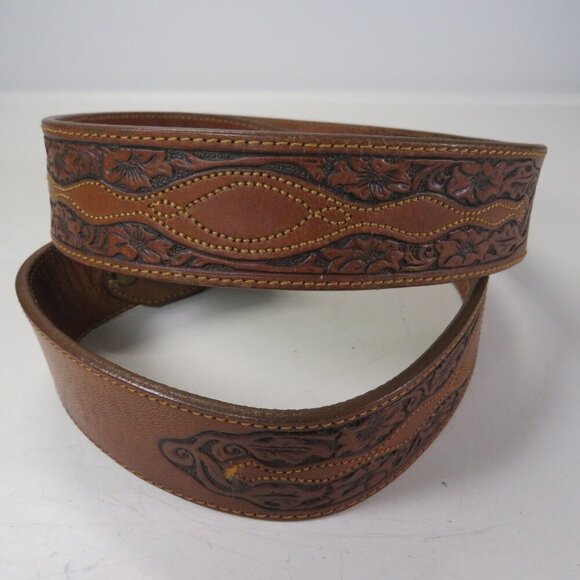 Silver Creek Other - Brown Leather Belt USA tooled & stitched detail size 38 and 1 1/2" wide Western